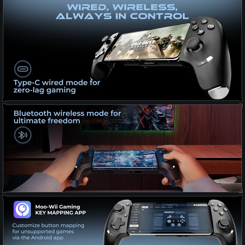 Nextech Klutch One Gamepad with iPhone 15 & Above/Android, XBOX, HID & Keymap Modes | Type C & Bluetooth Connectivity | Gaming Controller for Mobile, PC,Console | Mobile Gamepad & Mobile Controller
