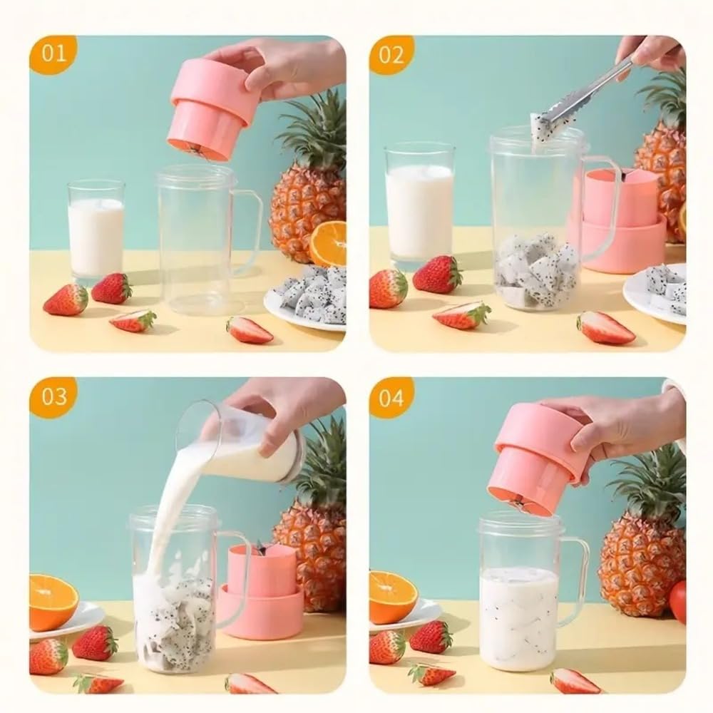 Blendy: Mason Jar Portable Smoothie Blender & Juicer USB Rechargeable with Handle, Straw & Easy-Cleaning