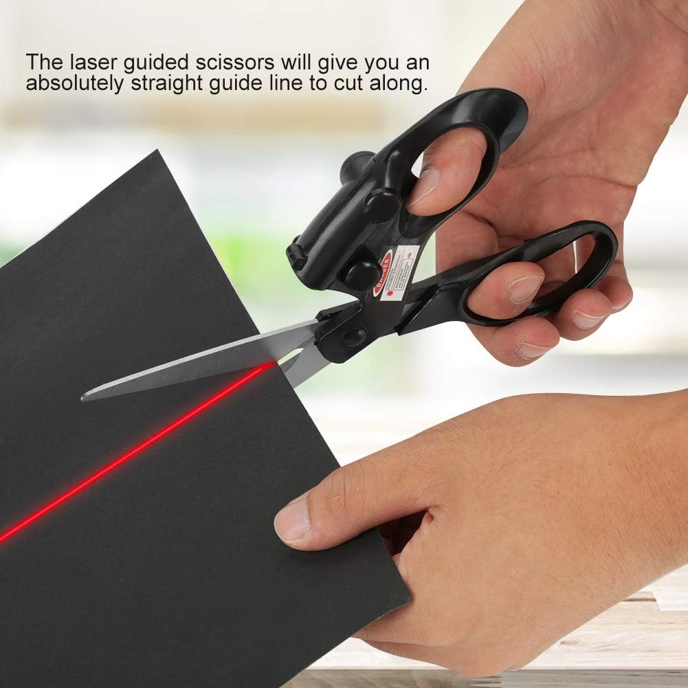 LaserCut: Laser guided Scissors with Stainless Steel Blades, Built-In Laser Pointer Guide for Art & Craft Straight Cutting