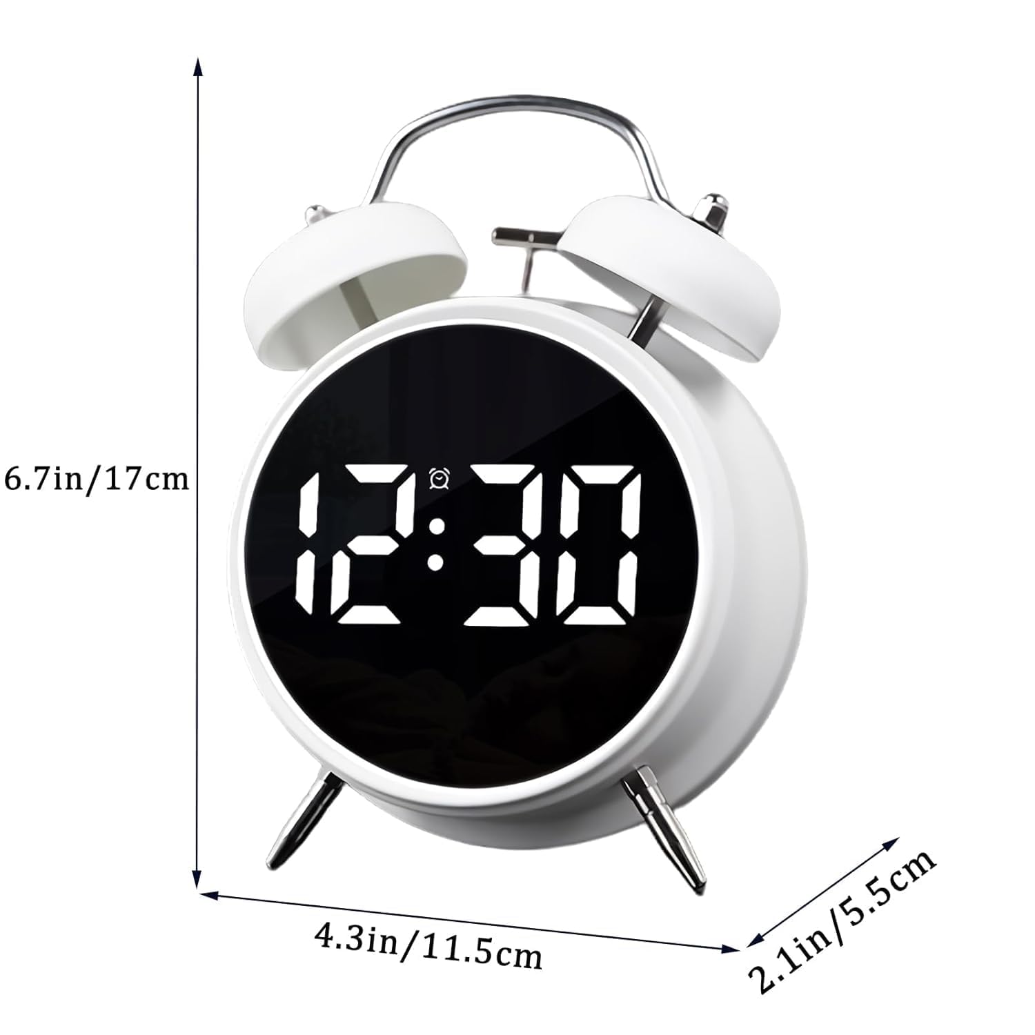 Wakee: Retro LED Alarm Clock with Twin Bells – Extra Loud Battery-Powered Clock for Heavy Sleepers, Stylish Wake-Ups & Desk or Bedroom Decor