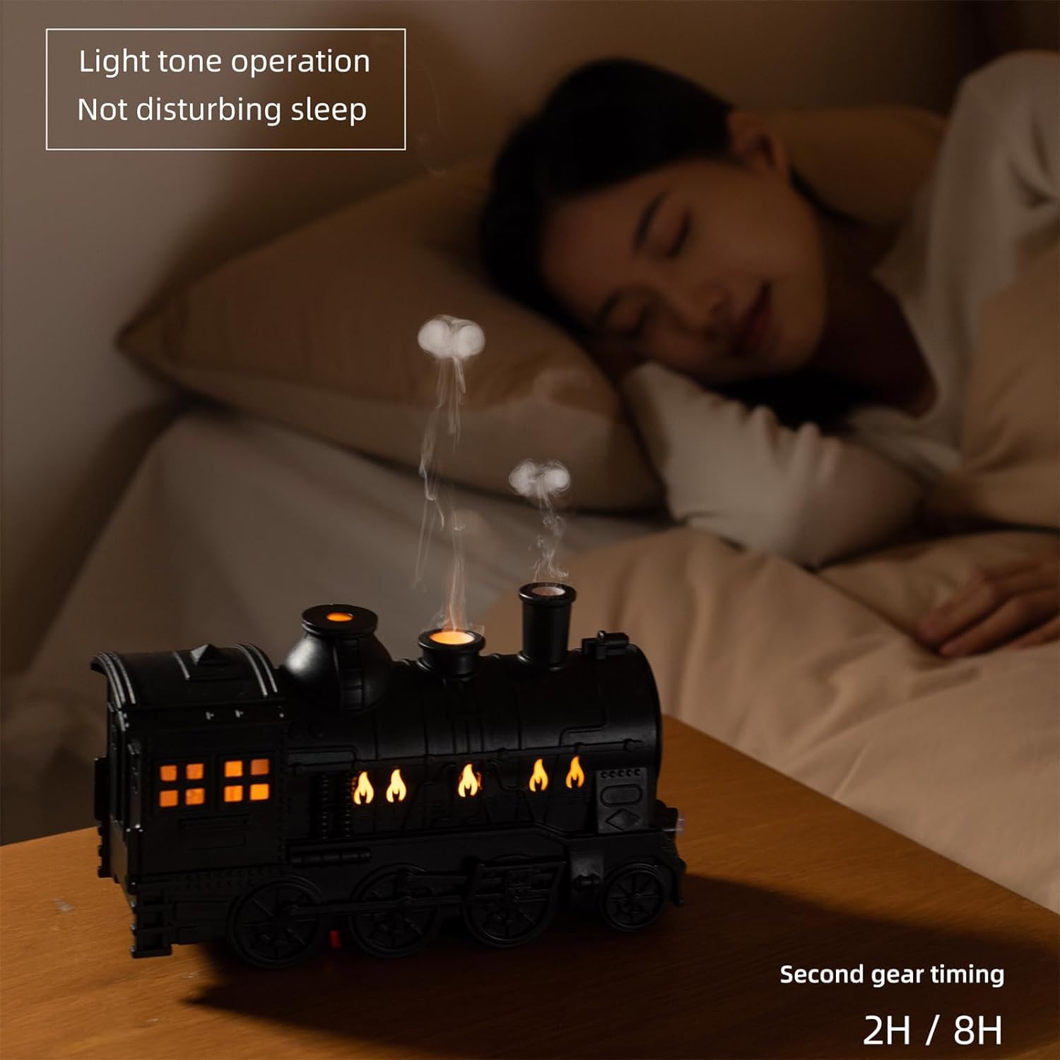 Mystiq: Train-Shaped Aroma Diffuser & Humidifier, 300ml, Flame Light, 2 Mist Modes, Auto Off – Perfect for Home, Office & Festive Decor.