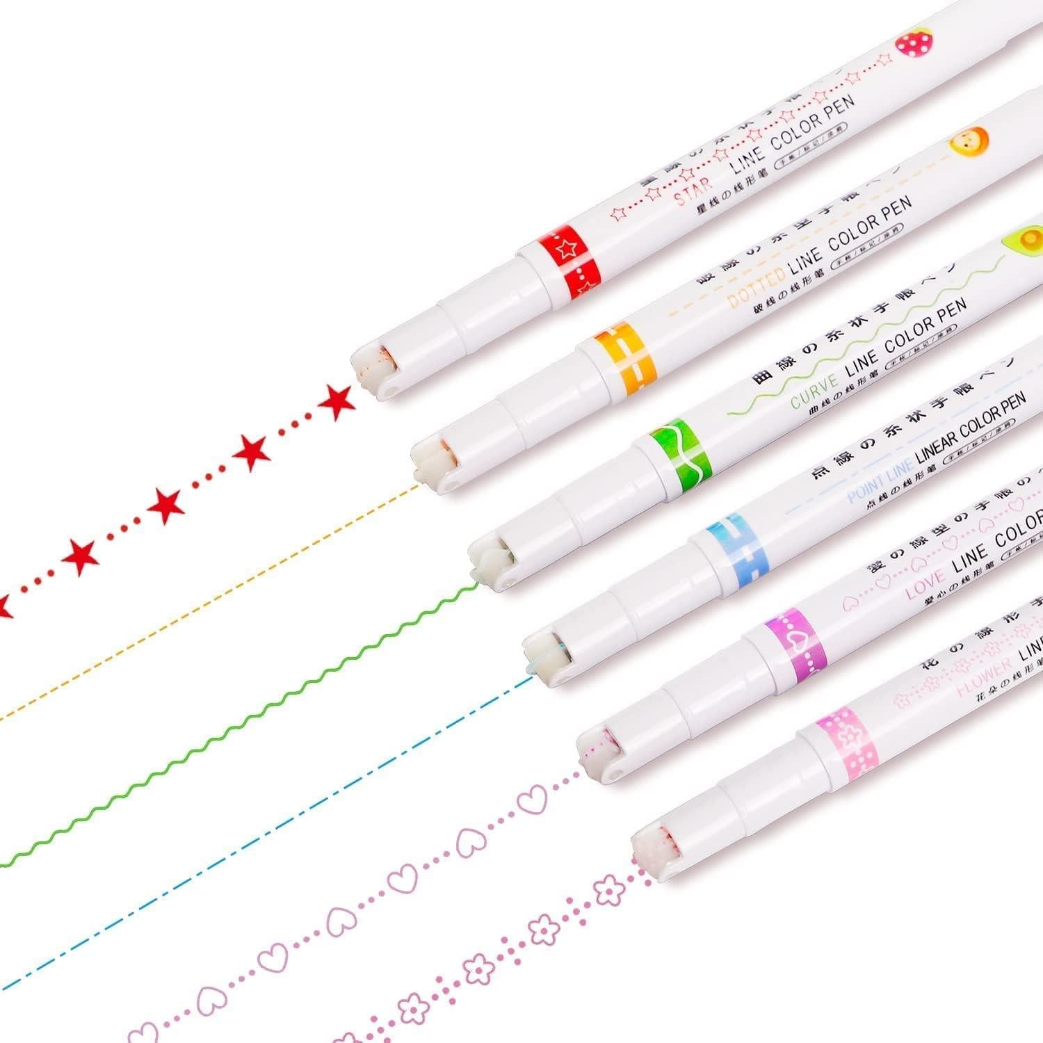 Doodle: 6 Roller Highlighter & Outline Sticker Pens – Magic Border Markers for Scrapbooking, Art & Stationery