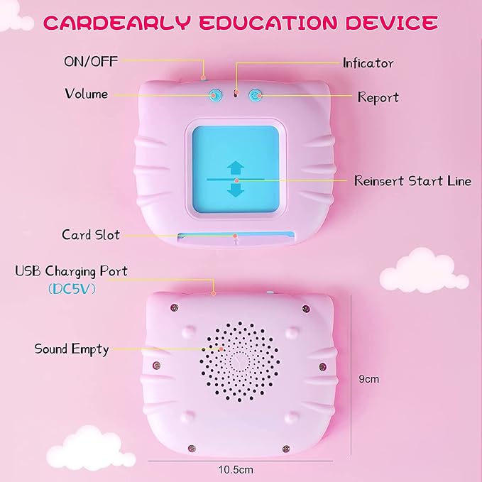 Wordie: Interactive Talking Flash Cards Learning Toy with 224 Sight Words, English Pronunciation, Animal Sounds & USB Rechargeable Card Reader for Kids