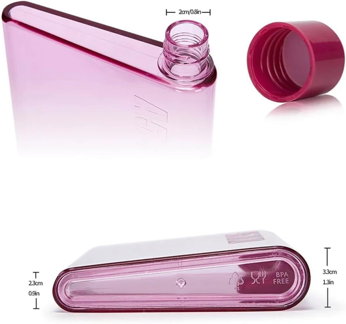 SlimSip: Ultra-Slim A5 Memo Bottle (420ml) – BPA-Free Flat Water Bottle for Easy Carry in Bags & Backpacks