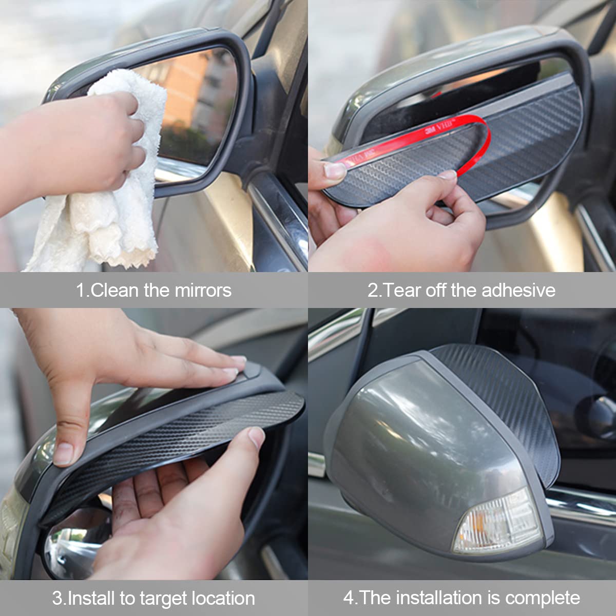 Shadow: Waterproof Car Side Mirror Rain Visor Guards for Better Driving Visibility, Universal Mirror Eyebrow Protectors for Cars & SUVs