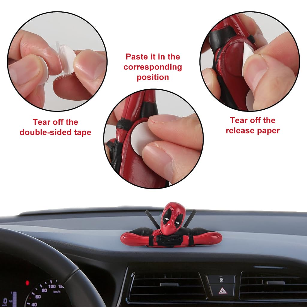 Irresponsible: Set of 3 Deadpool Figurine for Car Dashboard & Desk, Collectible Statues for Fun Home Décor, Office Tables & Car Interior Accessories