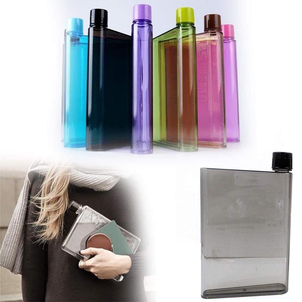 SlimSip: Ultra-Slim A5 Memo Bottle (420ml) – BPA-Free Flat Water Bottle for Easy Carry in Bags & Backpacks