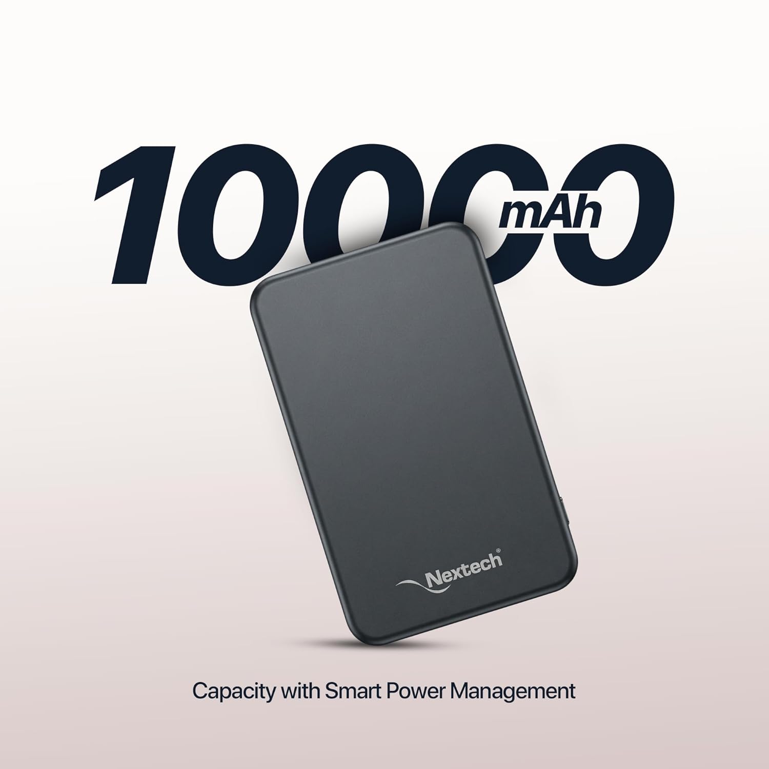 Nextech MagNxt | 10,000mAh Wireless Rapid Charge | Type-C PD | 22.5W Output | Compact, Sleek | 15W Magnetic Charging | LED Indicator | Compatible with iPhone 12 & Qi | Space Grey