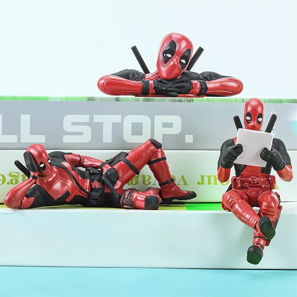 Irresponsible: Set of 3 Deadpool Figurine for Car Dashboard & Desk, Collectible Statues for Fun Home Décor, Office Tables & Car Interior Accessories