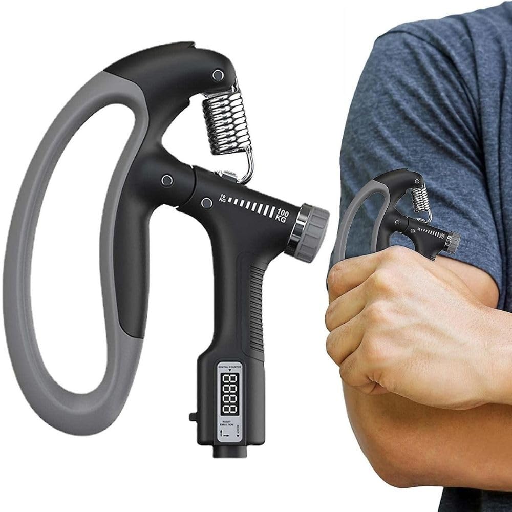 Grippy: Adjustable Hand Grip Strengthener with Built-In Counter, 10kg to 100kg Resistance Trainer for Wrist & Forearm Muscle Building
