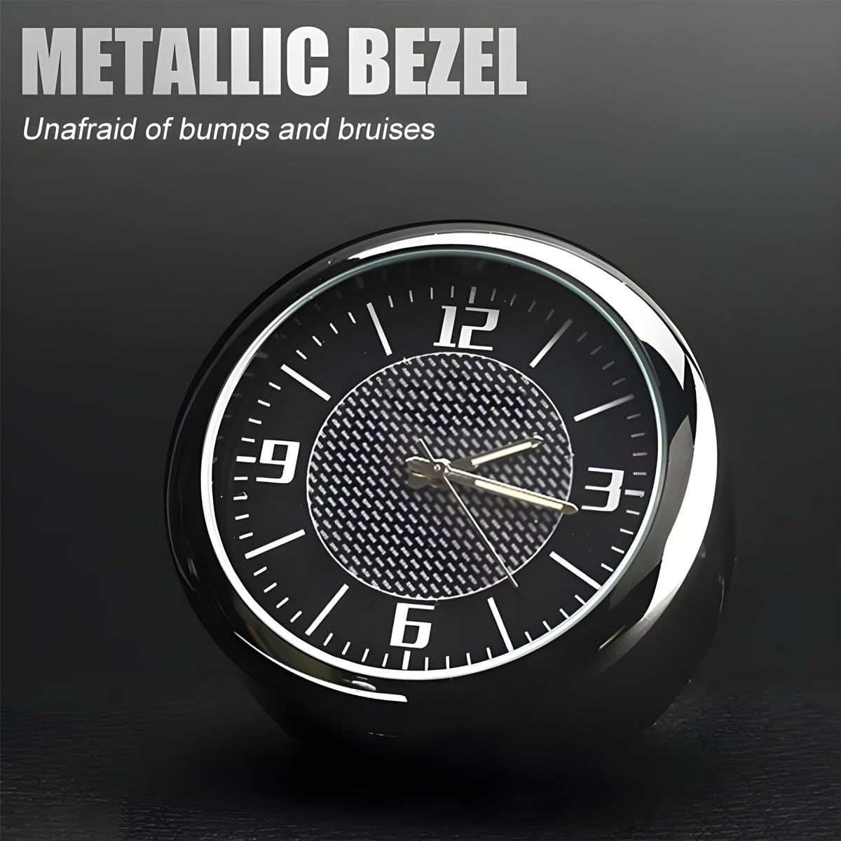 DashTick: Premium Compact Analogue Car Dashboard Clock, Metal Body & Glow-in-the-Dark Hands for Cars, SUVs, Office & Home Décor