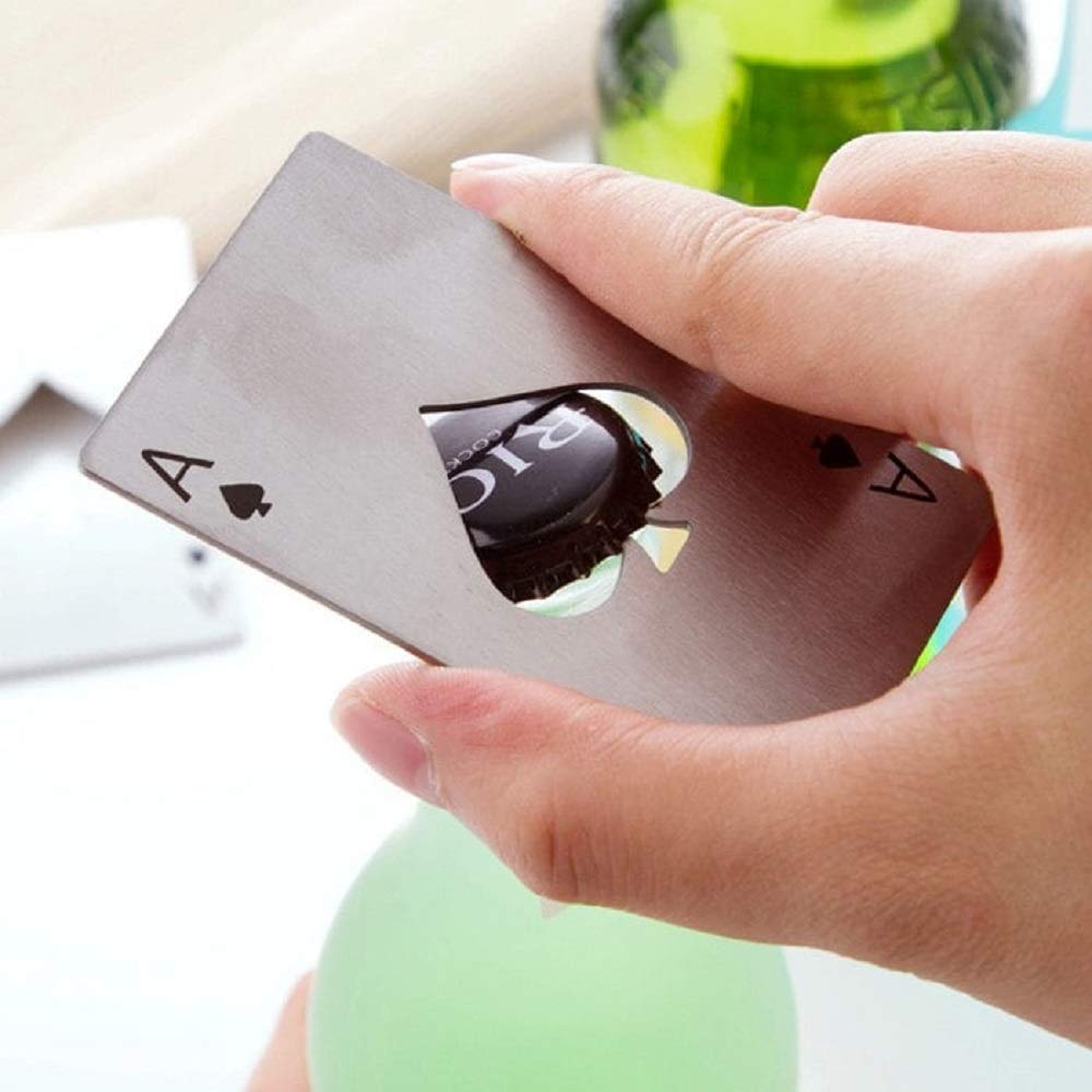 Hukum: SStainless Steel Credit Card-Size Bottle Opener (Pack of 2) – Compact & Durable Bar Tool for Beer & Soda