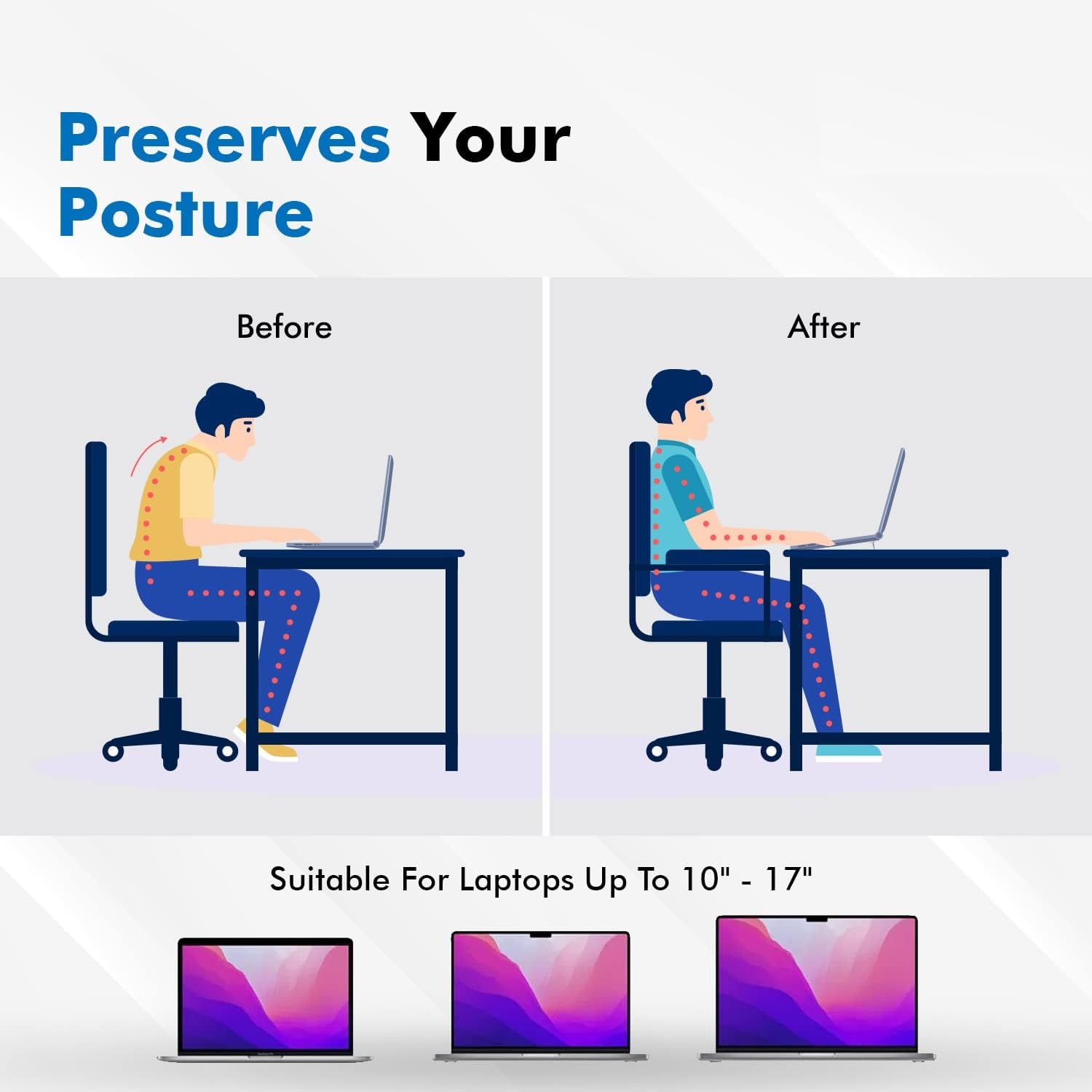 LiftUp: Foldable Slim Laptop Kickstand Legs, Convenient Ergonomic Laptop Stand with Anti-Slip Base for Office & Home Use