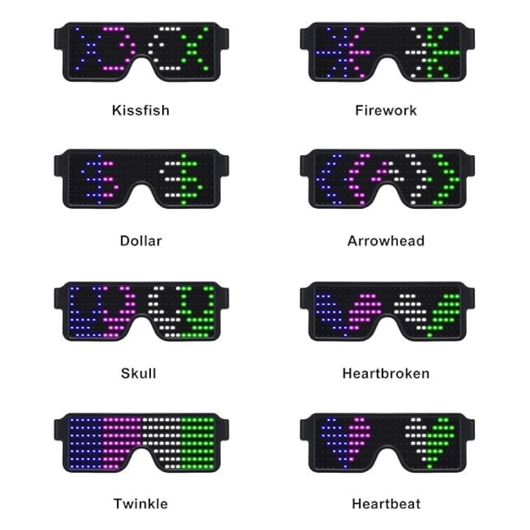 RaveX: USB Rechargeable LED Party Glasses with Dynamic Neon Glow, 11 Patterns & Flashing Modes for Concerts & Nightclubs