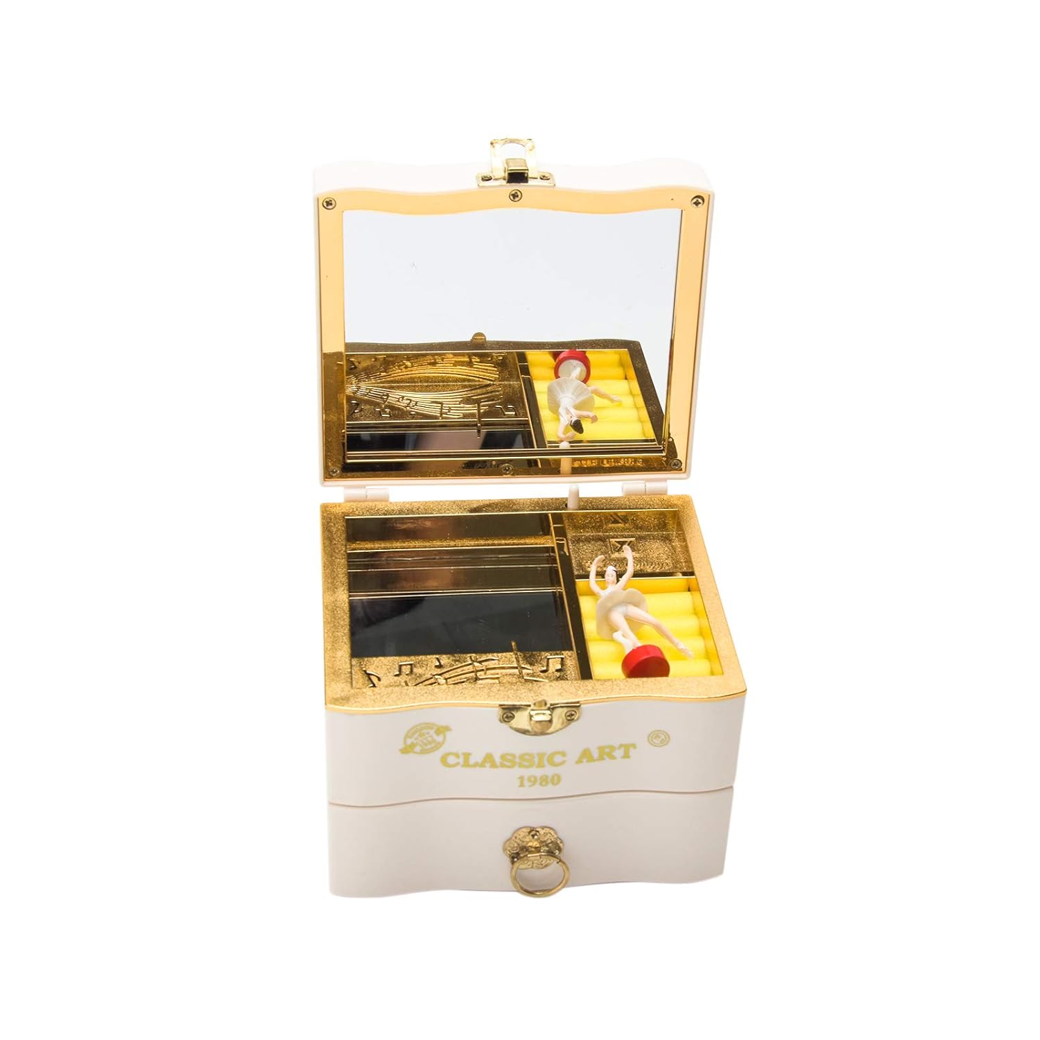 Tinkle: Wind-Up Musical Ballerina Jewelry Box with Mirror, Drawer & Elegant Spinning Dance Design