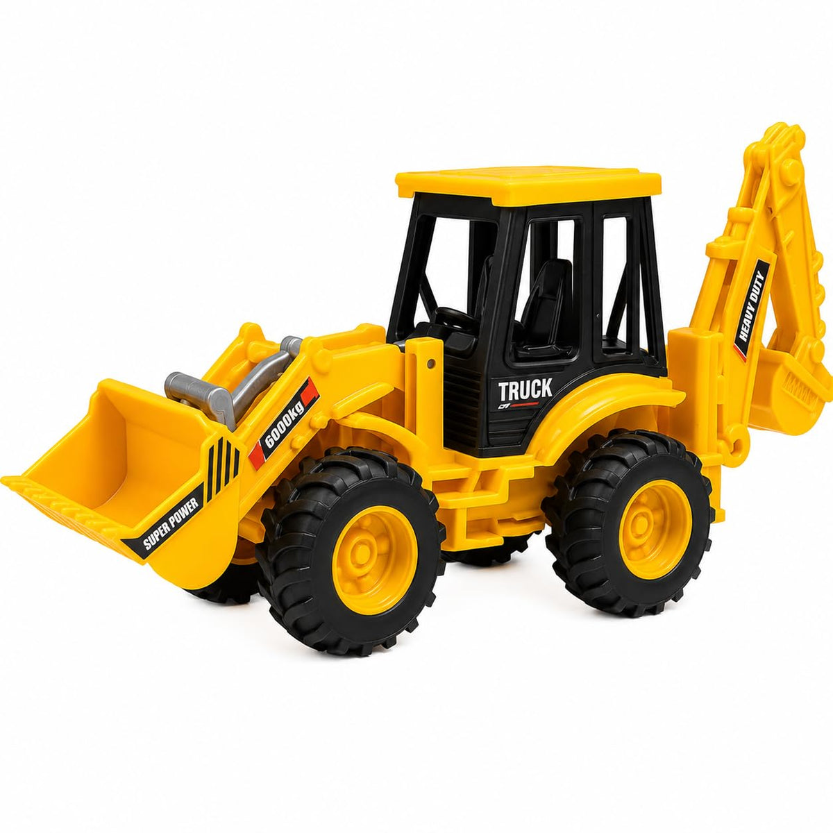 Diggo: Excavator & Front Loader Construction Vehicle Toy with Moving Loader Bucket & Backhoe Digger, Heavy-Duty Building Site Pretend Play Toy for Kids