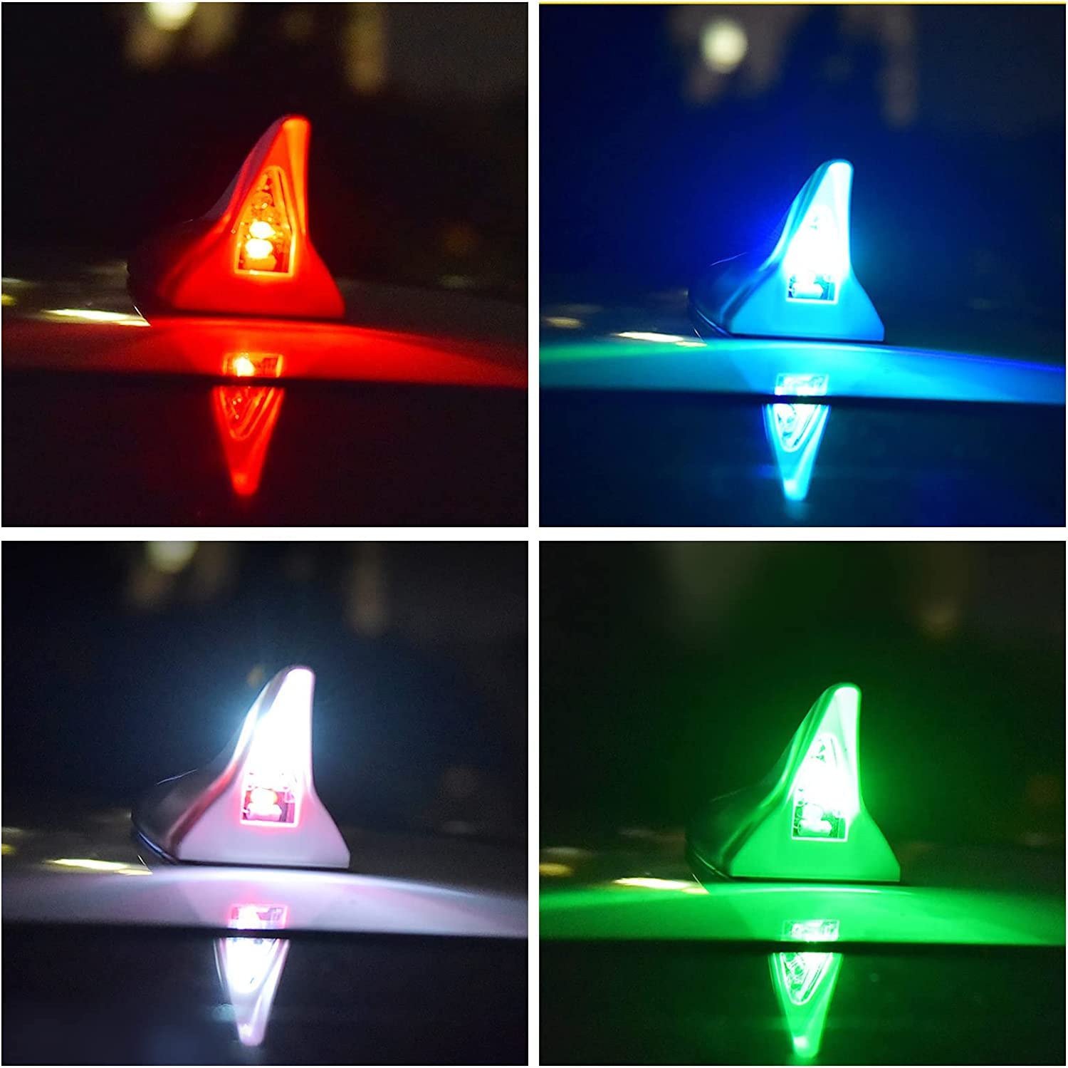 Finix: Universal Shark Fin Car Antenna, Roof-Mounted Decorative Antenna with solar-Powered Flash Light Design for Cars