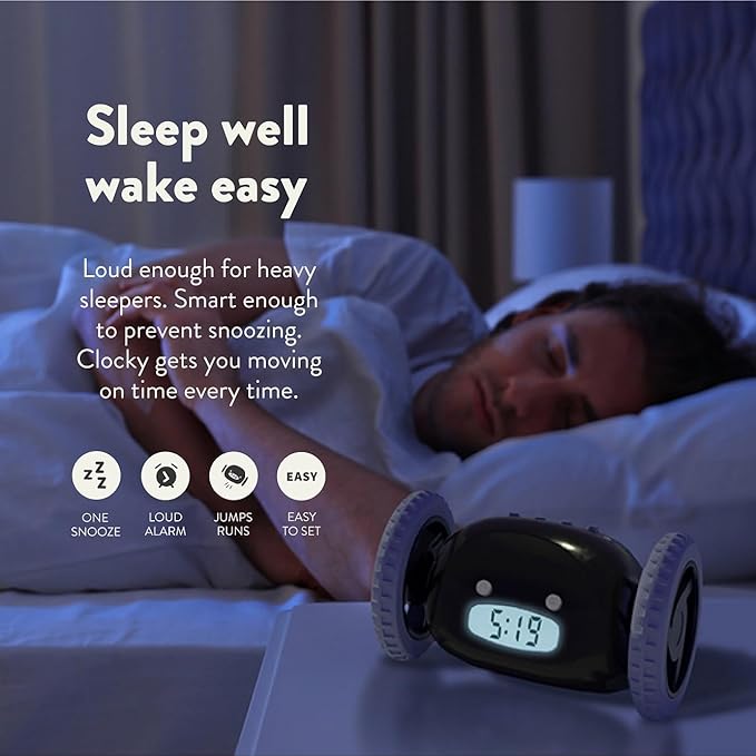 Clocky: The Runaway Alarm Clock – Fun & Cute Rolling Alarm for Heavy Sleepers with Loud Snooze & LED Display