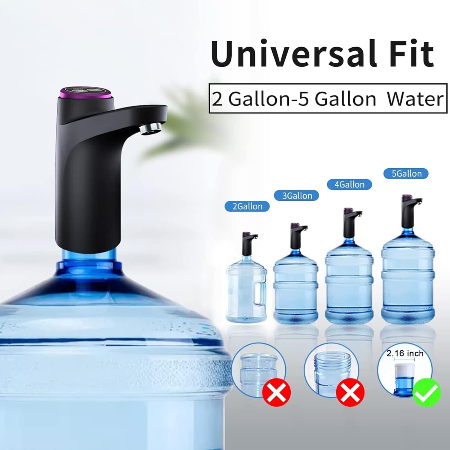 Aquon: USB Rechargeable Automatic Water Dispenser Pump for 3–5 Gallon Bottles with One-Touch Operation & Auto-Off