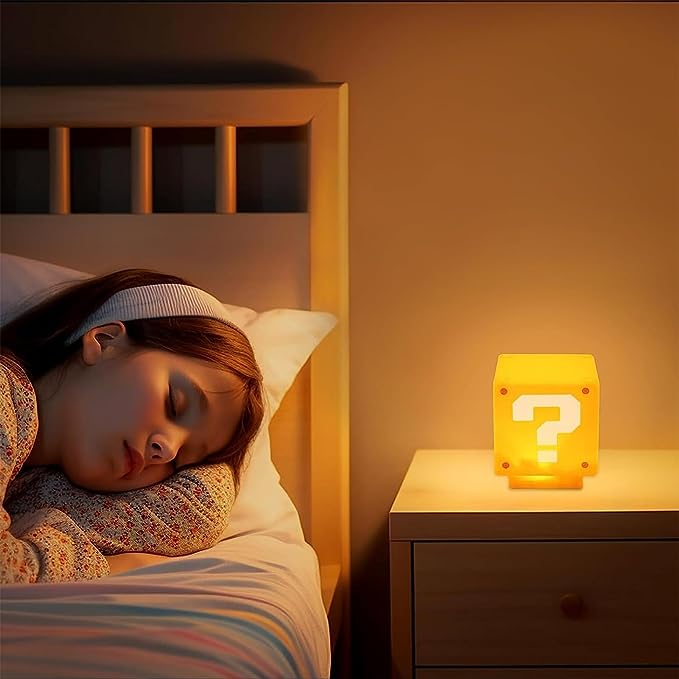 1UP: Sound Enabled Question Block Arcade LED Lamp Night Light for Gamers