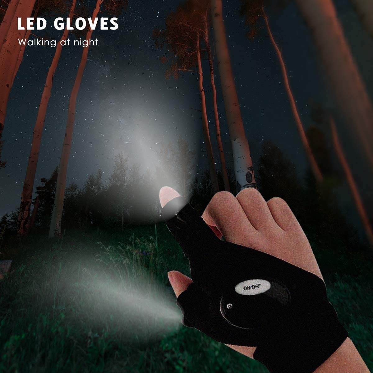 Handy: LED Flashlight Gloves with Fingerless Design for DIY Repairs, Hunting, Hiking & Outdoor Adventures