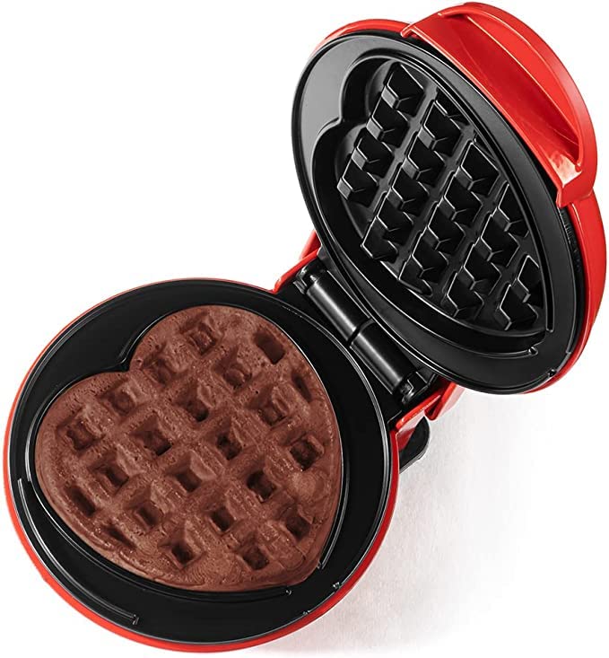 LoveWaffle: Mini Heart-Shaped Waffle Maker with Non-Stick Plates & 350W Stainless Steel Electric Design for Perfect Belgian Waffles