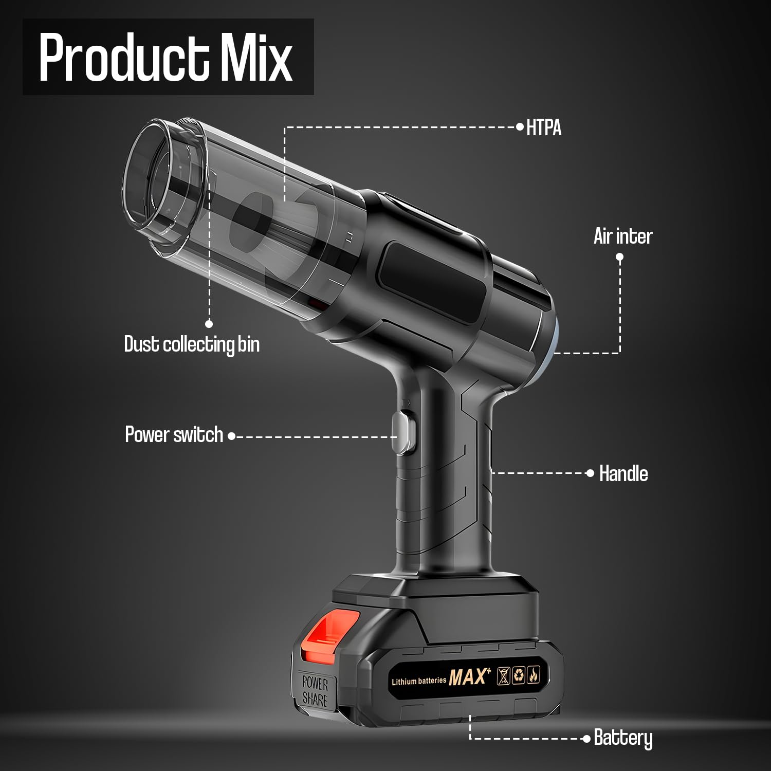 TurboVac: Super Powerful Cordless Vacuum Cleaner with 21,000Pa Suction, Detachable Battery & Multi-Nozzle Attachments