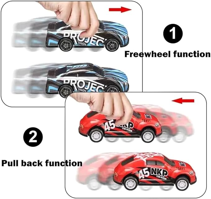Speedy: Mini Pull-Back Racing Car Keychain, Working Pull-Back Action & Keyring, Miniature Toy Car Collectible & Gift (Set of 2))