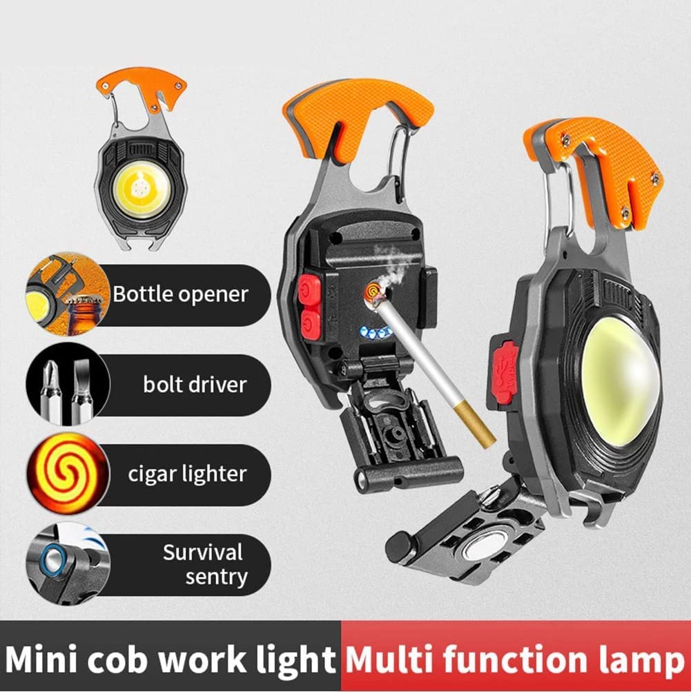 Glowbit: Ultimate 9-in-1 LED Keychain COB Light with Magnetic Base, Multi Tools & USB-C Charging