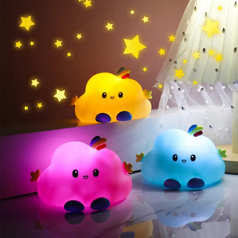 CloudGlow: Aesthetic Cloud LED Night Light – Soft & Squishy Silicone Lamp with Touch Control, USB-C Rechargeable & Color Changing