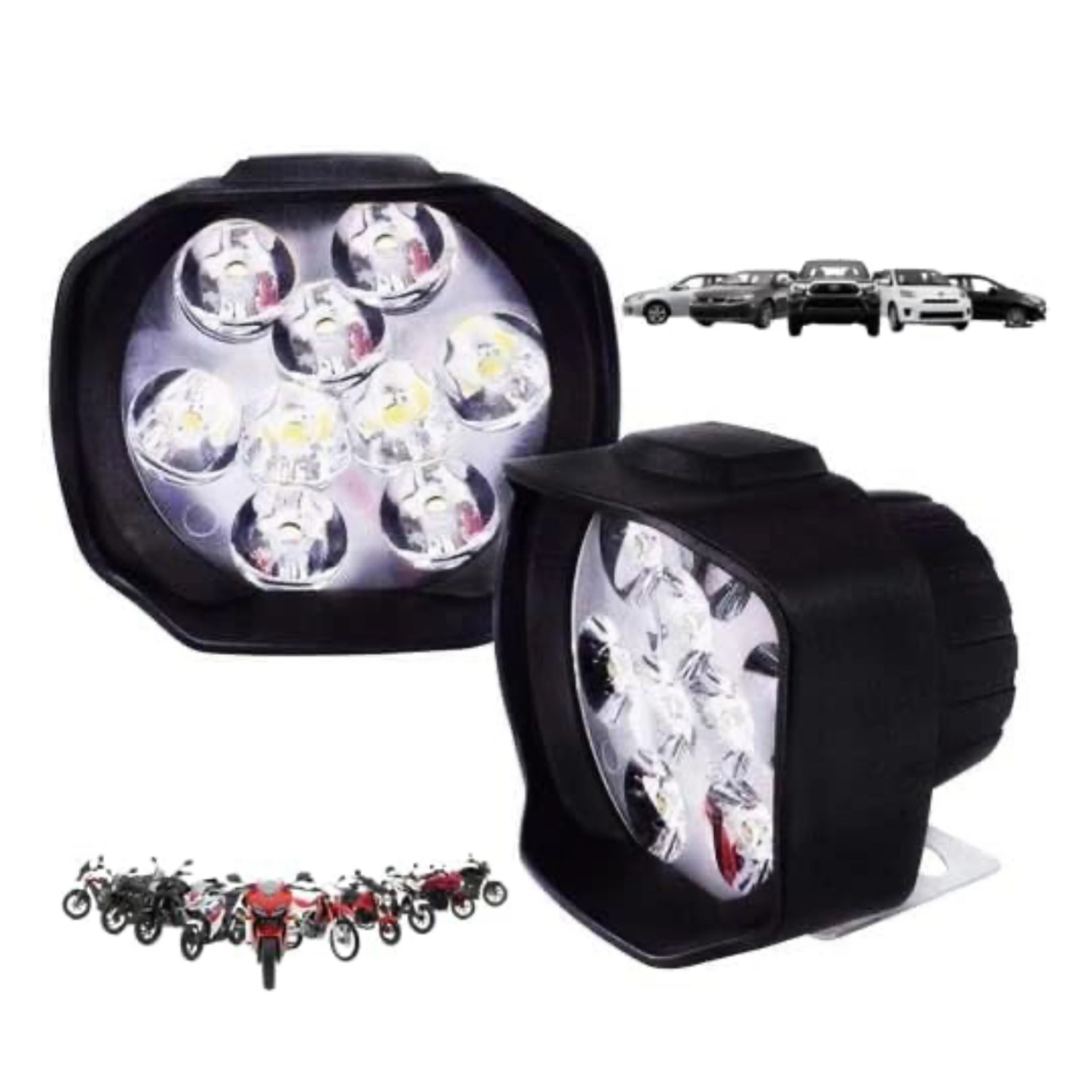 9 White LED Lights Fog Lamp, Dash Light Motorbike Fog Lamp Motorbike LED (12 V, 12 W) (Universal For Bike, Pack of 2)