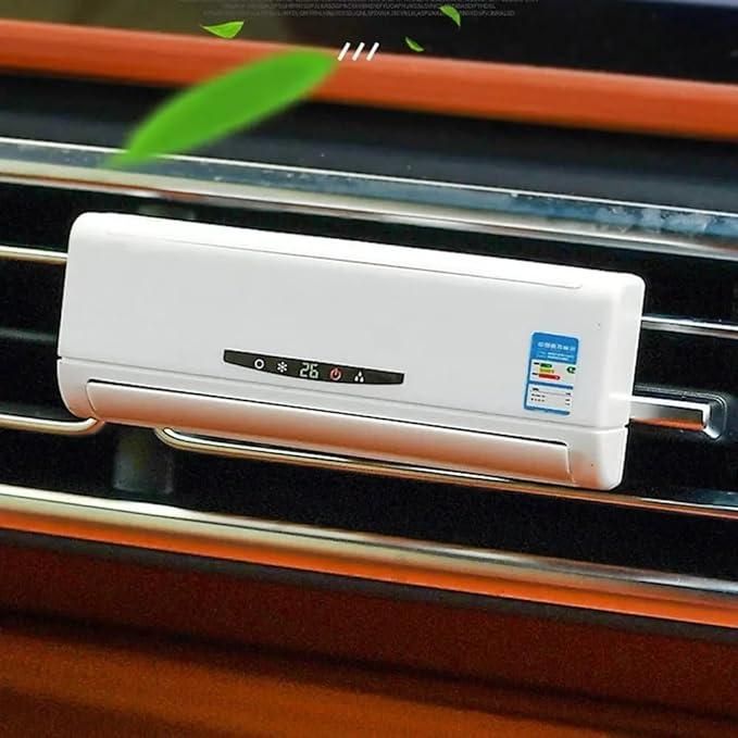 BreezeMini: Quirky Car Air Freshener 2-Unit Air Conditioner Design with Refillable Fragrance, Solar Power & Rotating Fan Car Decor