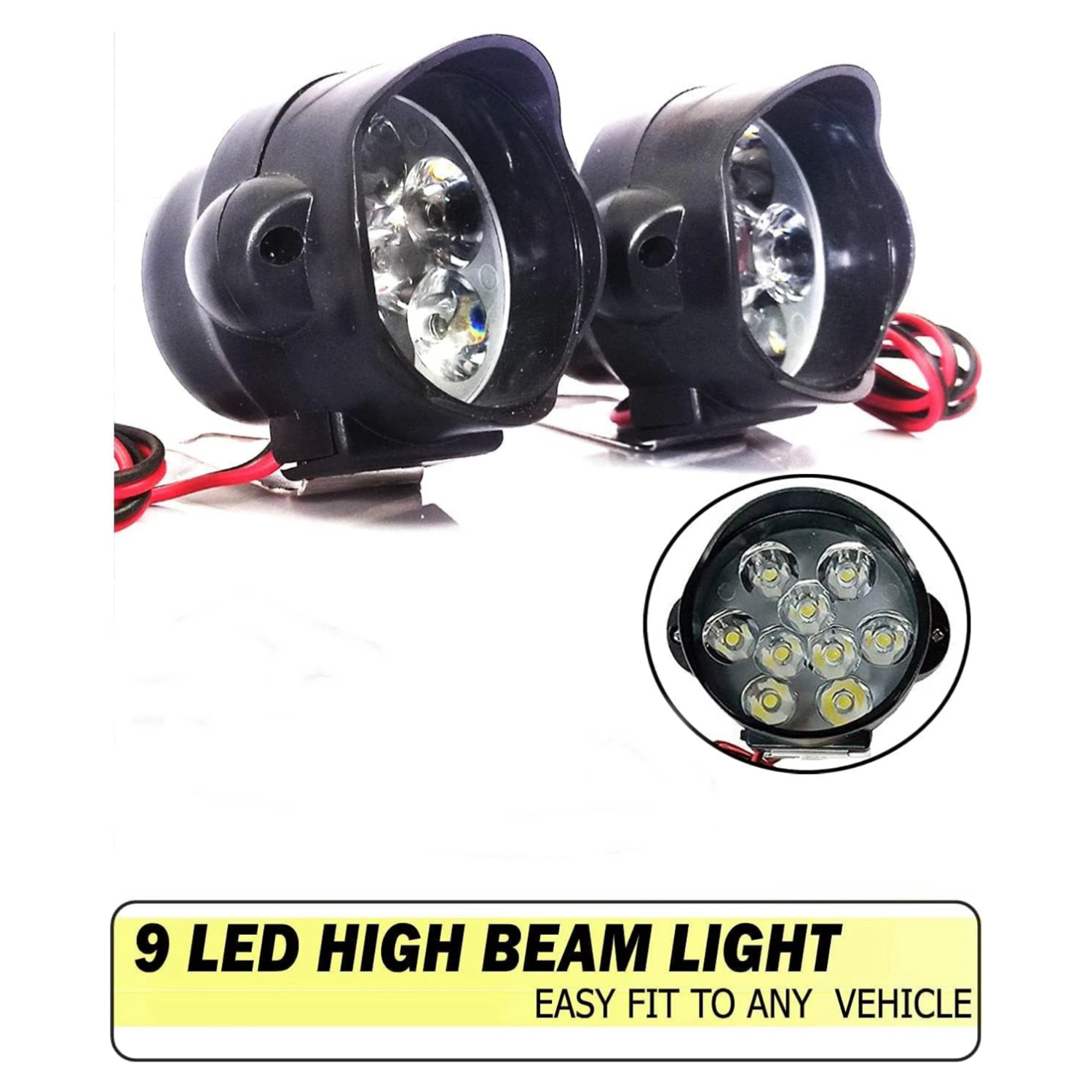 9 White LED Lights Fog Lamp, Dash Light Motorbike Fog Lamp Motorbike LED (12 V, 12 W) (Universal For Bike, Pack of 2)