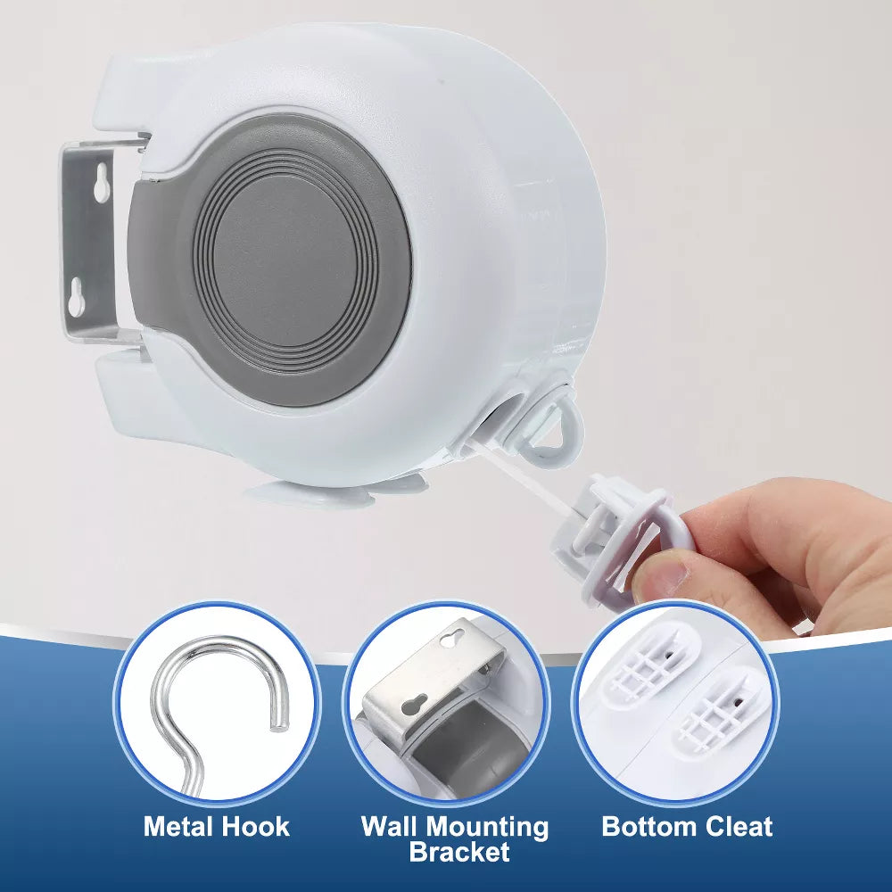 Retracto: Retractable Wall-Mounted Clothesline for Indoor & Outdoor Drying, Heavy Duty Adjustable Double Laundry Line for Wet & Dry Clothes