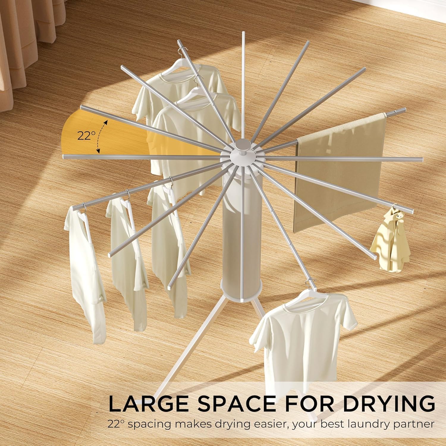 DryNest: 360° Rotating Foldable Clothes Drying Stand for Indoor & Outdoor Use – Space-Saving Multi-Arm Laundry Rack for Clothes, Fabric & Garments