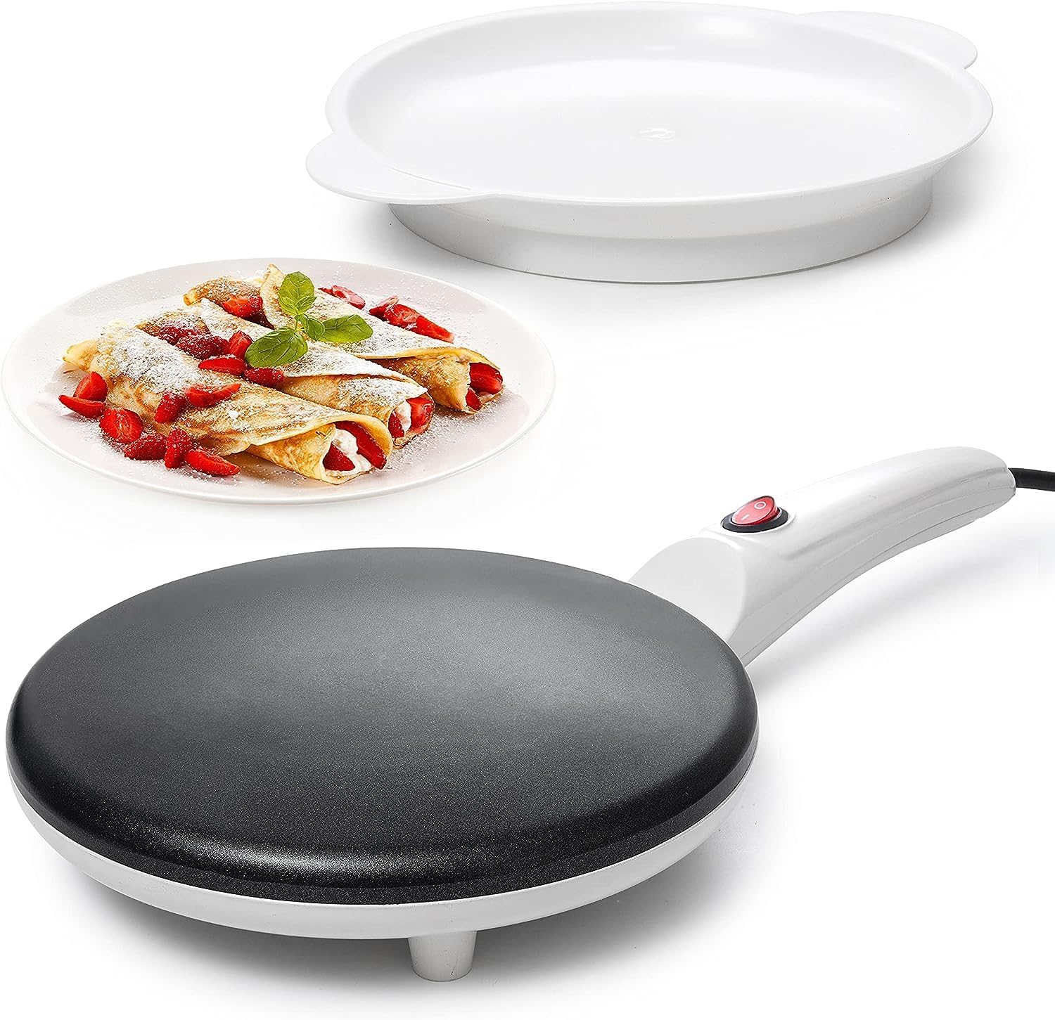 Crevio: Instant Electric Crepe Maker with Non-Stick Heating Plate, Portable 8-Inch Griddle for Pancakes, Chapati, Tortilla & Breakfast Cooking