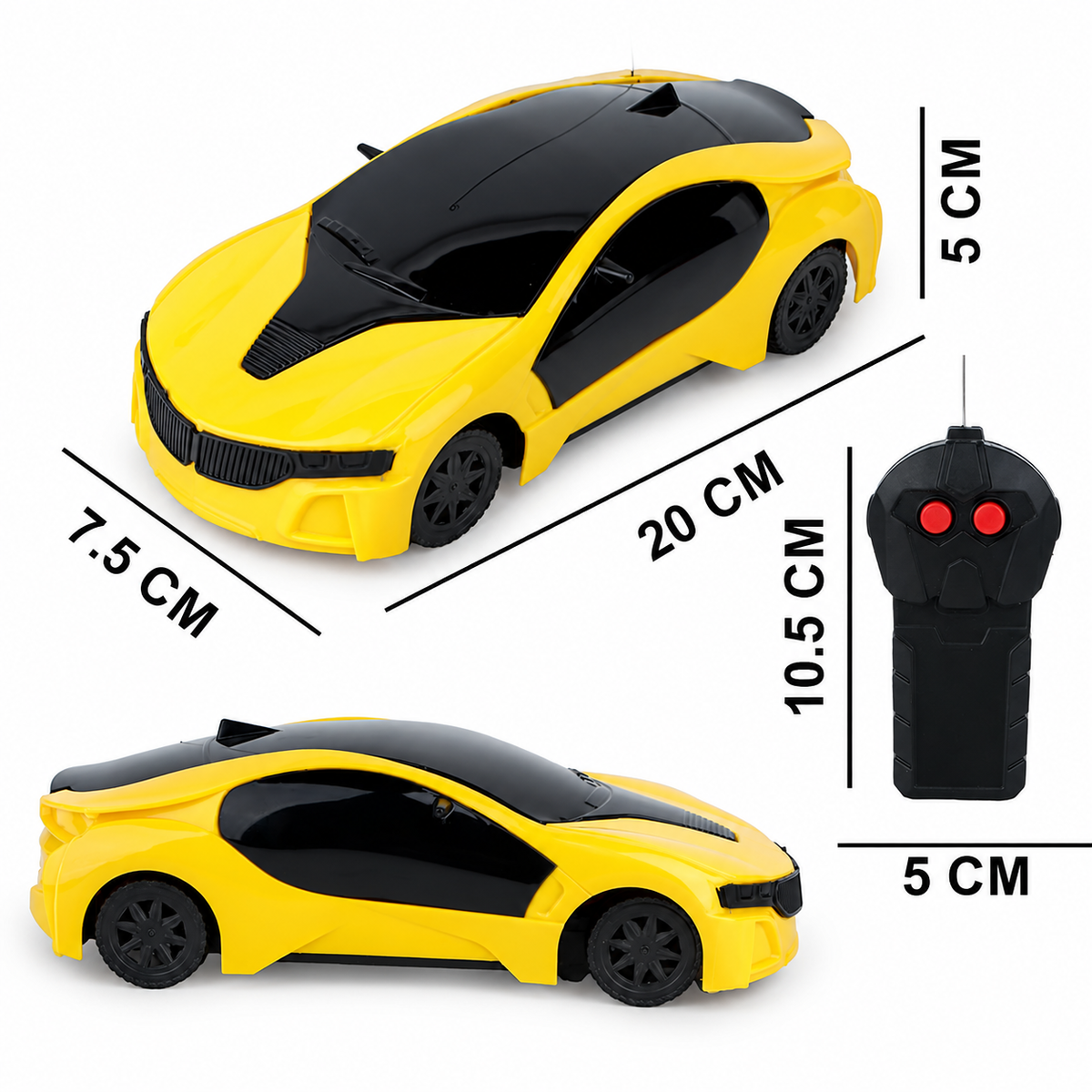 Turvo: Remote Control Sports Racing Car Toy with Wireless Controller, 4-Direction Steering, Rubber Treaded Wheels & Aerodynamic High-Speed Design for Kids