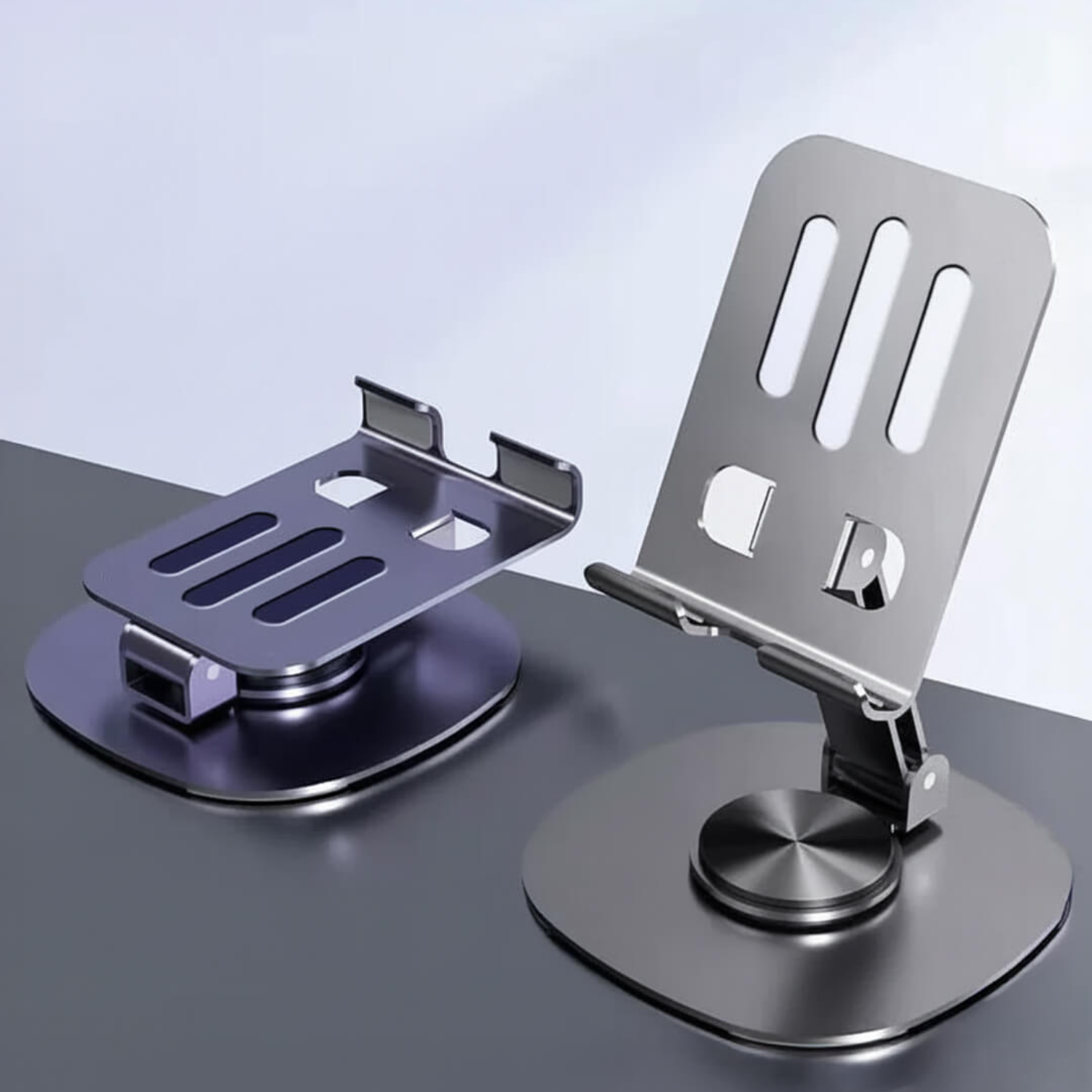 Rotaty: Adjustable Universal Mobile & Tablet Stand, 360° Rotating, Foldable Phone Holder with Stable Metal Base, Anti-Slip Pad & Height Adjustment for Desk & Tabletop Use