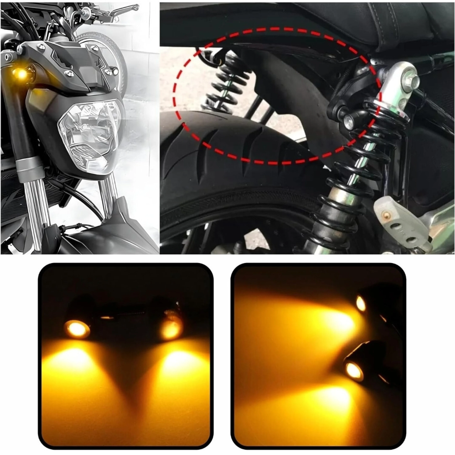 Side, Rear, Front Xenon Indicator Light for Universal For Bike, Bullet, Bajaj, Hero Duke 180, Splendor Plus, Duke 190, Pulsar 150 AS, Classic 350, Pulsar 150 (Orange)