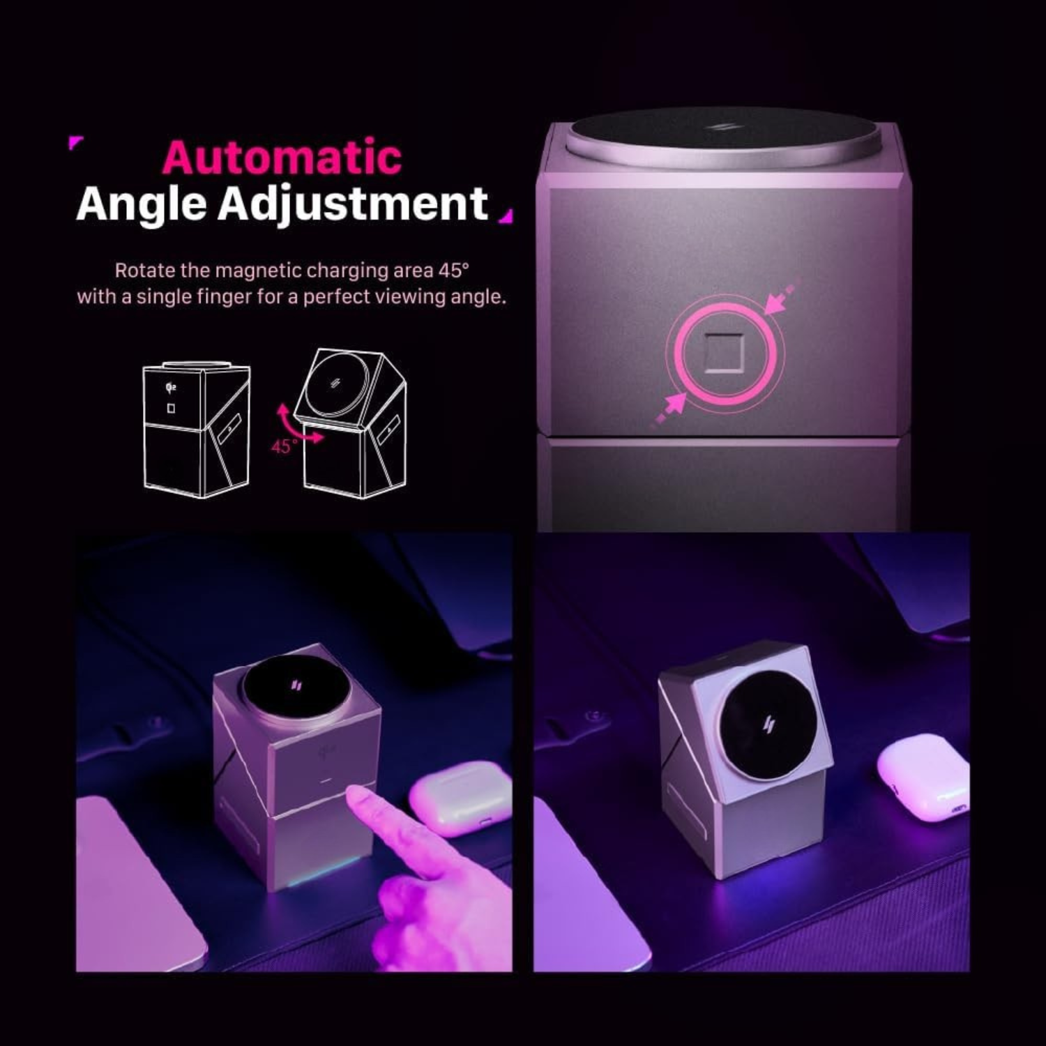 Orbix: 3-in-1 Qi2 Futuristic Magnetic Wireless Charging Station with 15W Fast Charging, MagSafe-Compatible Dock for iPhone, Apple Watch & AirPods