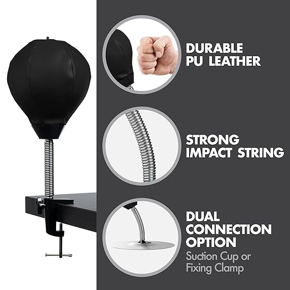 Punchie: Heavy-Duty Desktop Punching Bag with Strong Suction Base & Durable Spring – Tabletop Stress Relief Toy for Home, Office & Study Desks