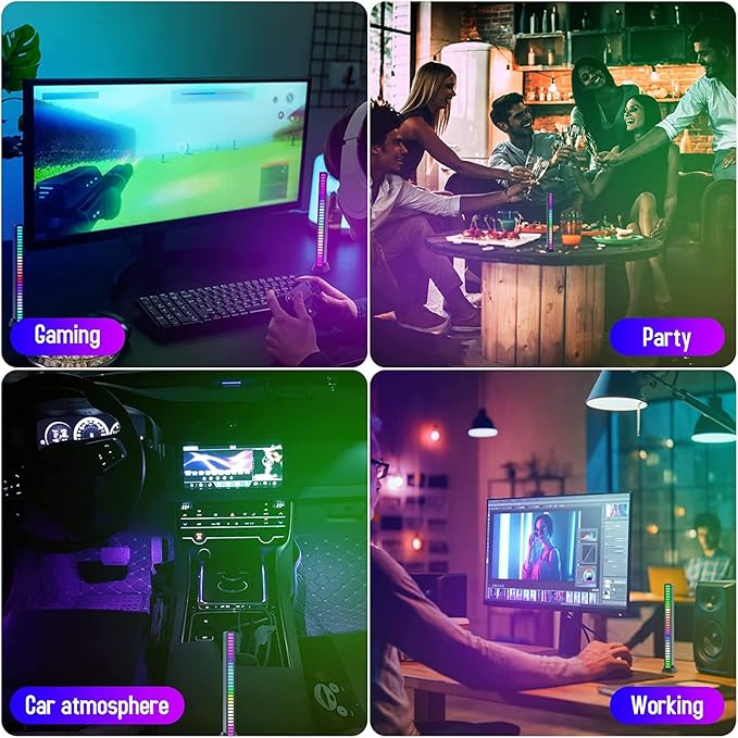 VibEQ: Sound Reactive RGB Light Bar, USB-C with In-built Mic & 32 Patterns, LED Strip for Car, Desk, Studio & Gaming Room