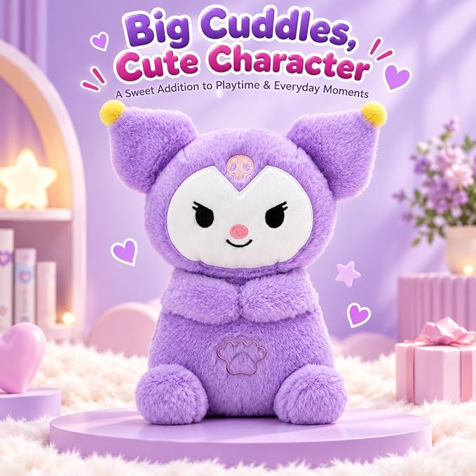 Mallow: Cute Purple Musical Teddy Bear Soft Toy with Built-In Music, Fluffy Ears, Cuddly Plush Body & Adorable Stuffed Animal Design for Kids