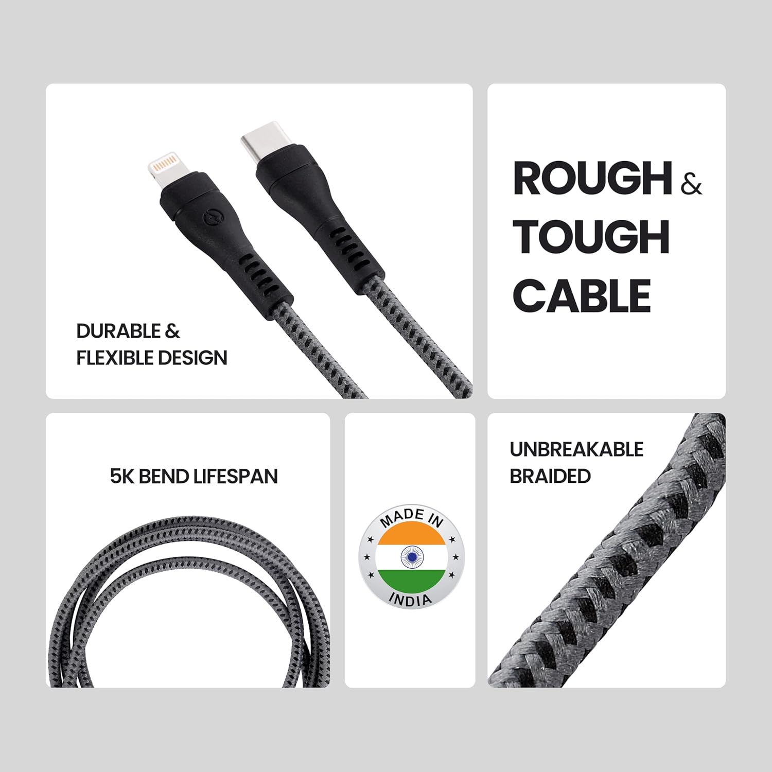 Nextech Sync & Charge USB-C to 8 Pin Cable, Fast Charging & Data Transfer, Compatible with iPhone, iPad, Android Devices