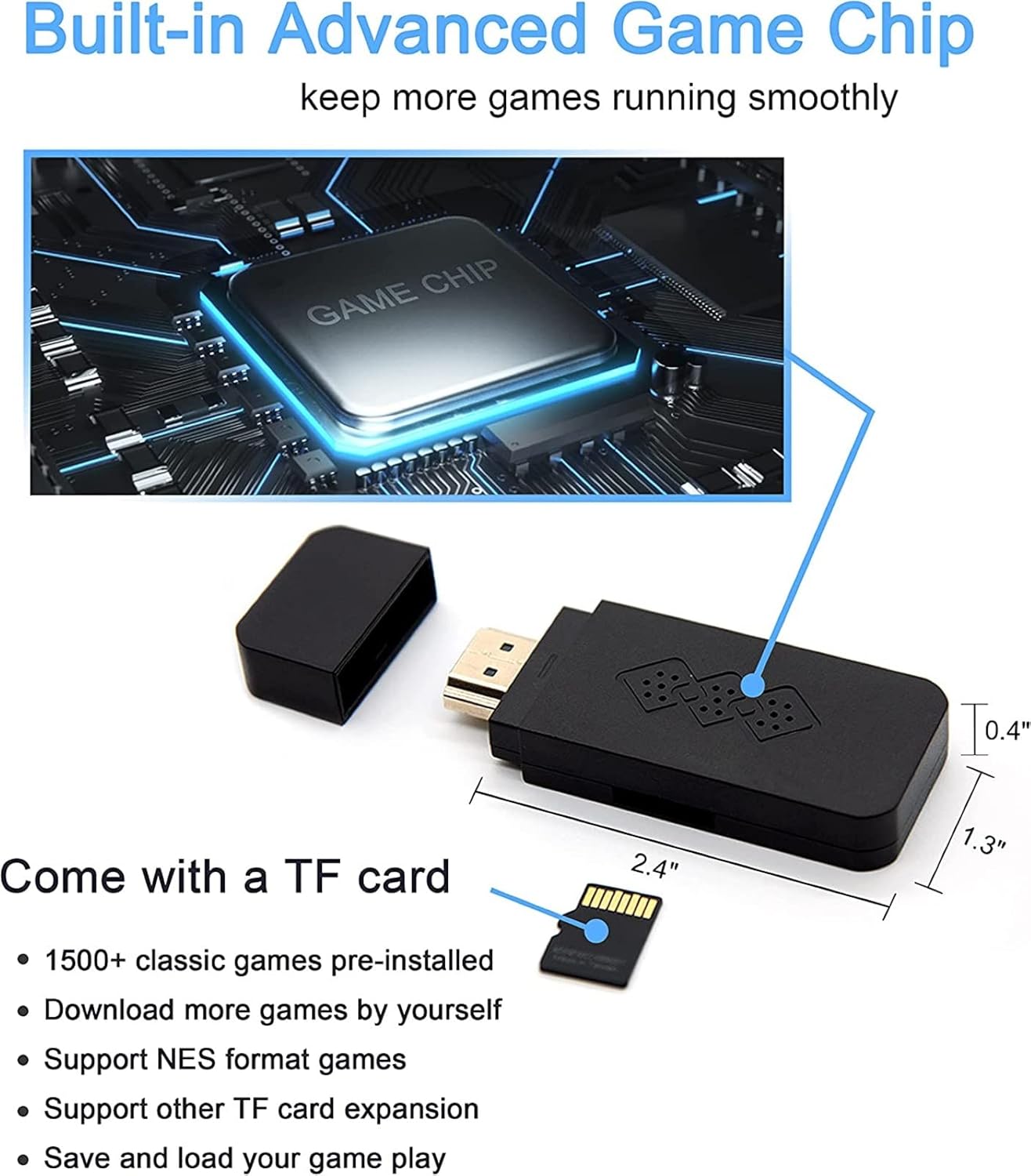 RetroTV: Ultimate 90s HDMI Retro Game Stick with Plug & Play Wireless HD 1080p Gaming for Up to 2 Players