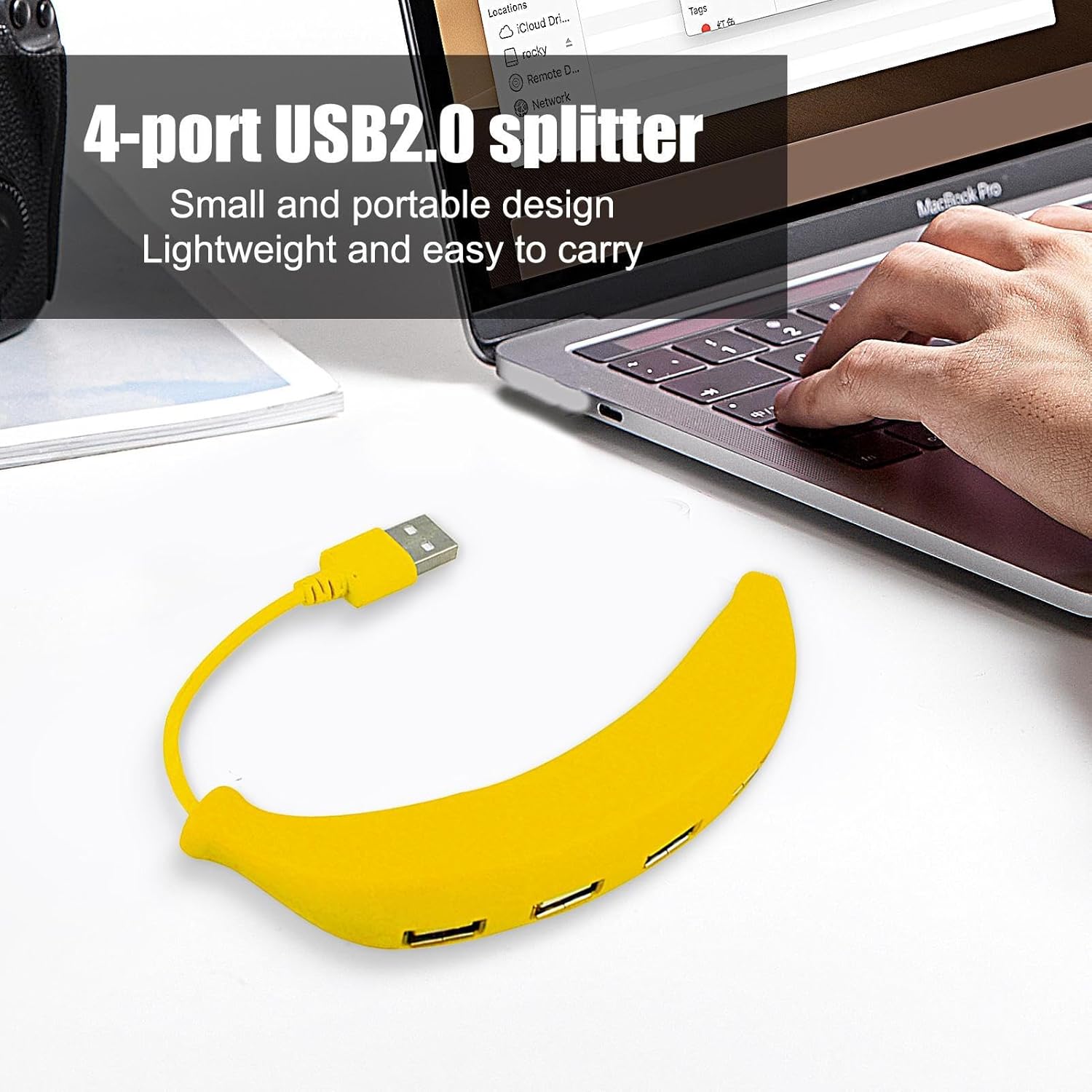 BananaHub: Quirky 4-Port USB 2.0 Hub with Cute Design, Sturdy Build Quality, Plug & Play, Compatible with Laptop, PC & Mac