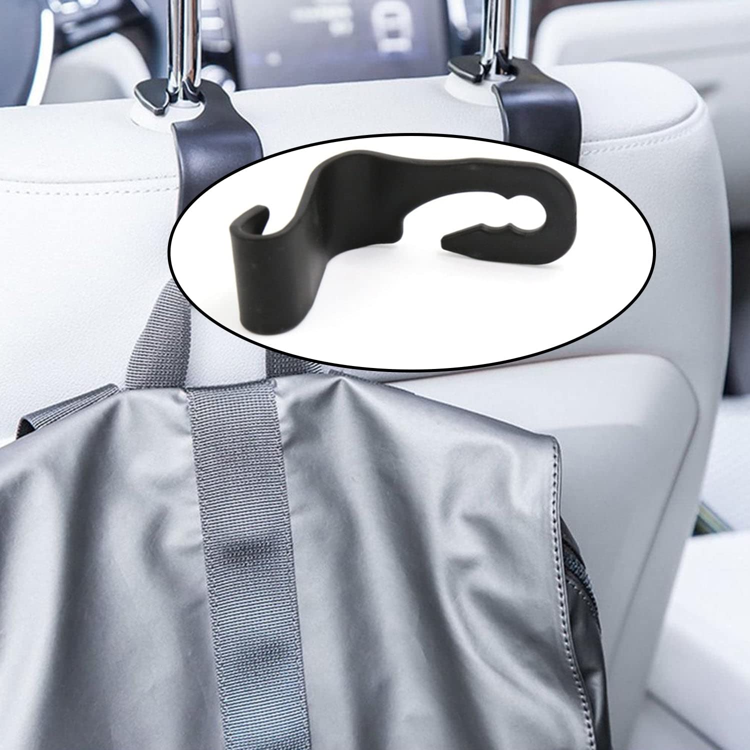 Holdie: 4-in-1 Car Seat Headrest Hooks – Heavy-Duty Hangers for Organizing Bags, Groceries, Purses & Accessories Without Spills (Set of 4)
