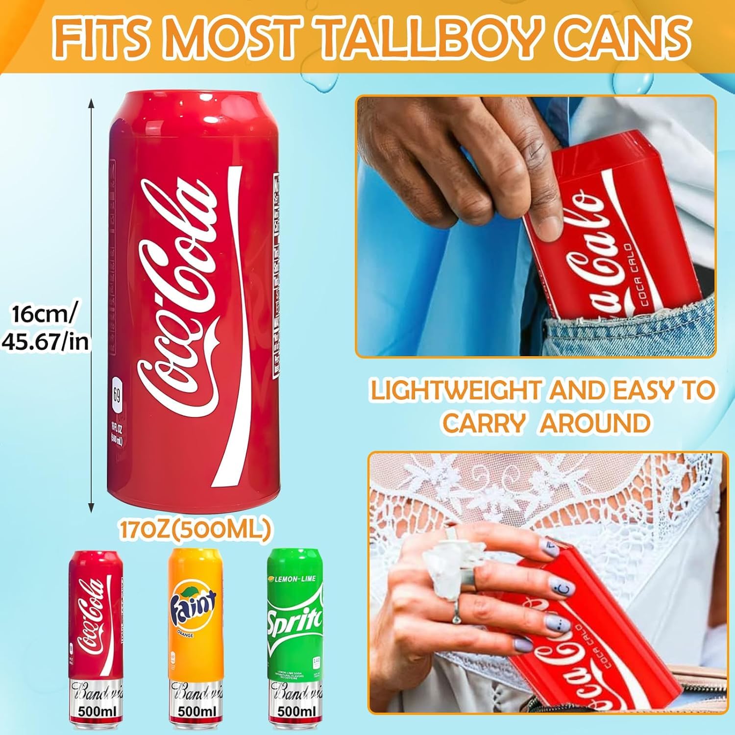 Boozie: 2Pc Silicone Beer Can Sleeves with Insulation, Soda for 550ML Cans – Looks Like Regular Soda Can | Hide Alcoholic Beverage Easily | Cola & Monster (2Pc Random)