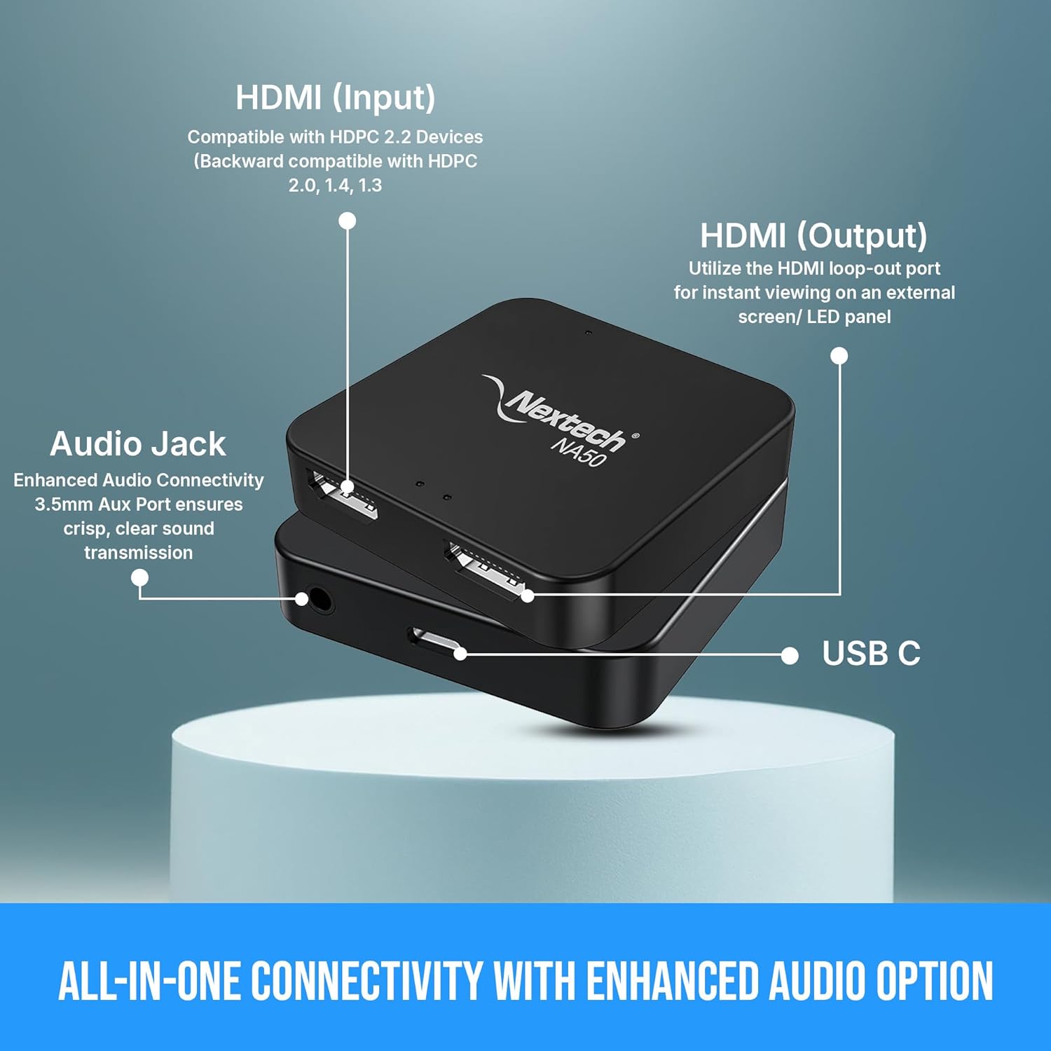 Nextech HDMI Capture Card – 4K@30Hz Pass-Through, Ultra-Low Latency Loop-Out, USB 3.0 Plug & Play, AUX Audio Input – Compatible with PS5, Xbox, Camera, PC for Streaming & Recording