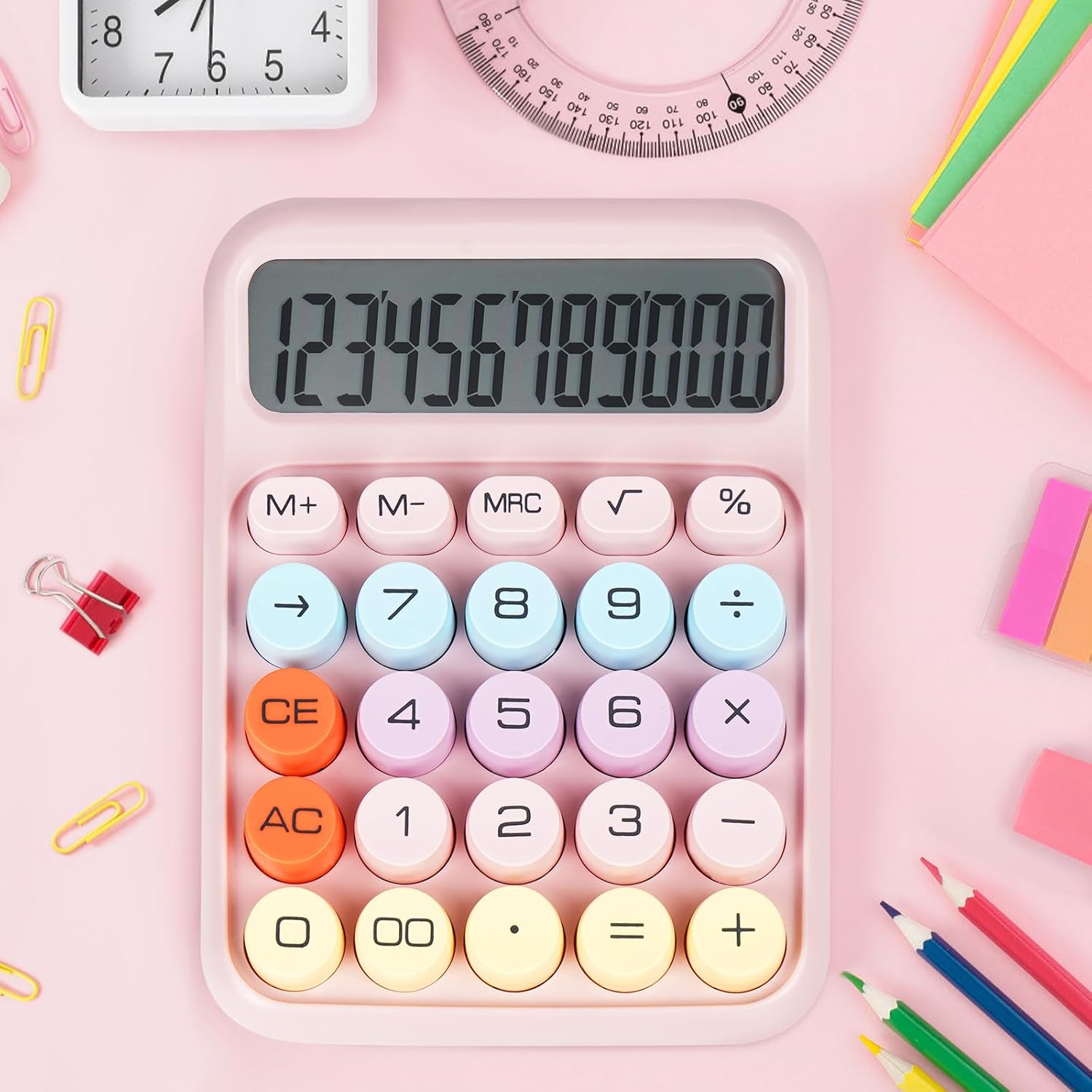 Pastel: Cute & Quirky Aesthetic Calculator with 12-Digit Display, Large Buttons & Pastel Color Design for Office & Students